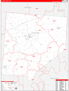 Clinton County Wall Map Red Line Style