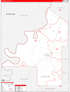 Coahoma Wall Map Red Line Style