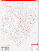 Cobb County Wall Map Red Line Style
