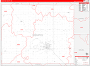 Codington Wall Map Red Line Style