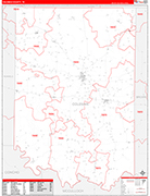 Coleman Wall Map Red Line Style