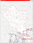 Colleton County Wall Map Red Line Style