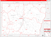 Colquitt County Wall Map Red Line Style