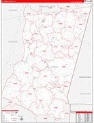 Columbia County Wall Map Red Line Style
