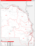 Columbia Wall Map Red Line Style