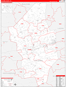 Columbia Wall Map Red Line Style