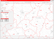 Columbia Wall Map Red Line Style
