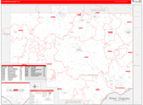 Columbiana Wall Map Red Line Style