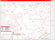 Columbiana Wall Map Red Line Style