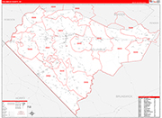 Columbus County Wall Map Red Line Style