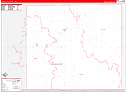 Comanche Wall Map Red Line Style