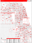Cook County Wall Map Red Line Style