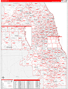 Cook Wall Map Red Line Style