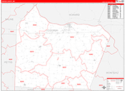 Cooper Wall Map Red Line Style