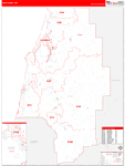 Coos County Wall Map Red Line Style