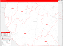 Coosa County Wall Map Red Line Style