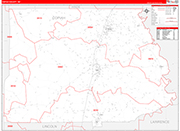 Copiah Wall Map Red Line Style