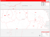 Corson County Wall Map Red Line Style