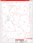 Cortland Wall Map Red Line Style