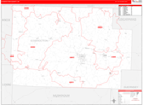 Coshocton County Wall Map Red Line Style