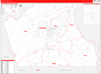 Coweta Wall Map Red Line Style