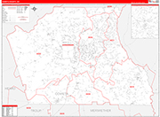 Coweta Wall Map Red Line Style