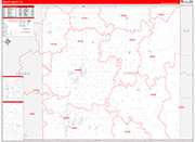 Cowley Wall Map Red Line Style