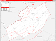 Craig County Wall Map Red Line Style