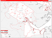 Craven County Wall Map Red Line Style