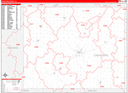 Crawford Wall Map Red Line Style