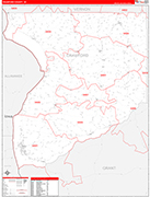 Crawford County Wall Map Red Line Style