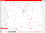 Crisp County Wall Map Red Line Style