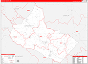 Crockett County Wall Map Red Line Style