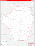 Cumberland Wall Map Red Line Style