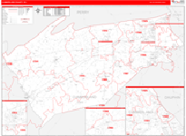 Cumberland County Wall Map Red Line Style