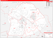 Cumberland Wall Map Red Line Style