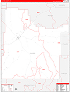 Custer Wall Map Red Line Style