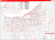 Cuyahoga County Wall Map Red Line Style
