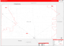 Dallam Wall Map Red Line Style