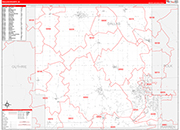 Dallas County Wall Map Red Line Style