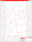Dallas Wall Map Red Line Style