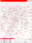 Dallas Wall Map Red Line Style