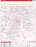 Dallas County Wall Map Red Line Style