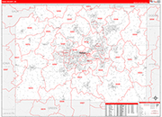 Dane Wall Map Red Line Style