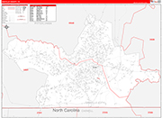 Danville County Wall Map Red Line Style