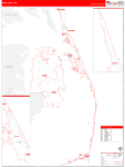 Dare County Wall Map Red Line Style