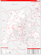 Davidson County Wall Map Red Line Style