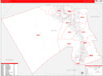 Davis County Wall Map Red Line Style