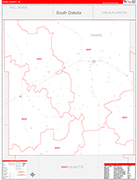 Dawes County Wall Map Red Line Style