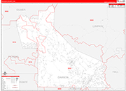 Dawson County Wall Map Red Line Style